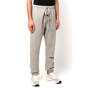 262 Fear Of God Essentials Dark Oatmeal Logo Print Track Pants Size M